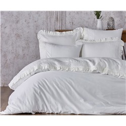 2 сп. Евро Комплект Постельного Белья Cotton Saten Pietra Krem XL - EcoCotton
