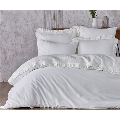2 сп. Евро Комплект Постельного Белья Cotton Saten Pietra Krem XL - EcoCotton