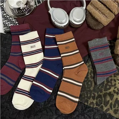 Demi-season retro cotton knee socks, mid-length, Korean style, internet celebrity