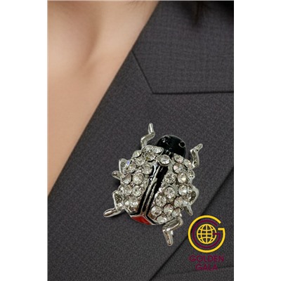 Брошь божья коровка со стразами БР4/5