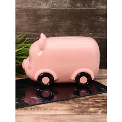 Копилка керамическая «Pig car», pink (20,3х11,1х11,1 см)