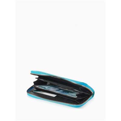 Кошелёк женский на молнии, 20×2×10 см, лаковый, бирюзовый