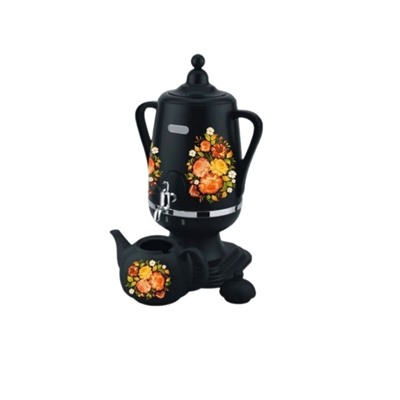 Самовар Добрыня DO-430 4л/1л Жостово черный пластик (4) оптом