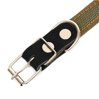 Ошейник брезентовый двухслойный, 54×2.5 см, ОШ 35-45 см, хаки