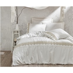 2 сп. Евро Комплект Постельного Белья Cotton Saten Azra Krem XL - EcoCotton