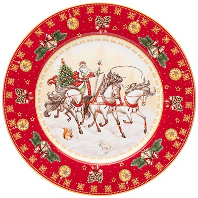 ТАРЕЛКА ОБЕДЕННАЯ LEFARD "ТРОЙКА" 27 СМ КРАСНАЯ (КОР=18ШТ.)