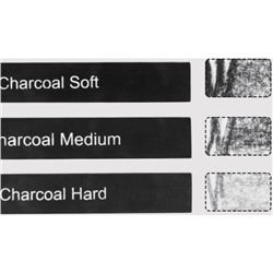 Уголь прессованный для рисования, чёрный, 6 штук в наборе (мягкий, средний, твёрдый)