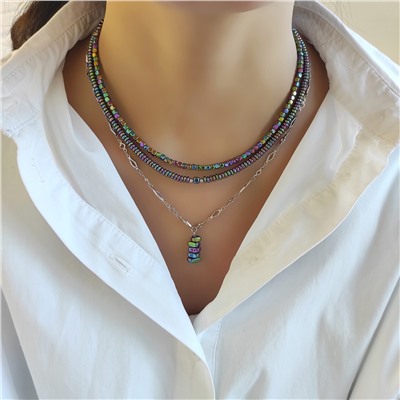 Сет украшений из гематита фиолетовые + зелёные оттенки