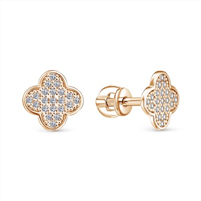 Серьги с фианитом позолоченные серебро 925*