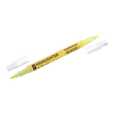 Маркер текстовыделитель 0,5-3.5 мм ErichKrause Visioline V-16 Brush Neon, двухсторонний, желтый неон, чернила на водной основе