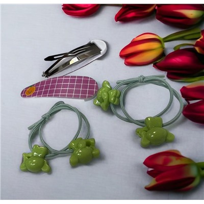 Детский набор аксессуаров для волос (2 резинки и 2 тик-так) НД4 тип 1