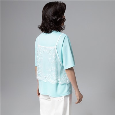 Футболка оверсайз, Модный тандем (мятный 2 в 1)