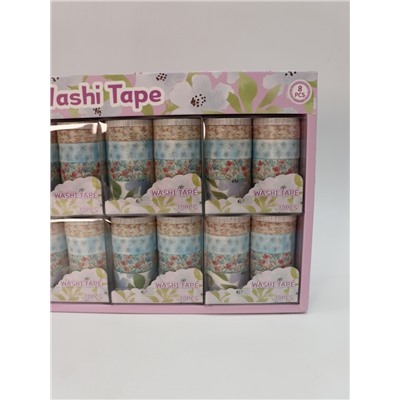 Набор декоративного скотча 10 шт. "Flower power", blue, шоу-бокс 8 шт.