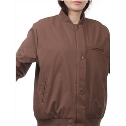 H24-608 BROWN Куртка бомбер демисезонная женская (100 гр. синтепон)