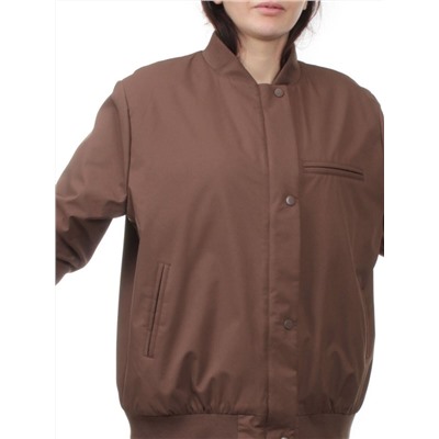 H24-608 BROWN Куртка бомбер демисезонная женская (100 гр. синтепон)