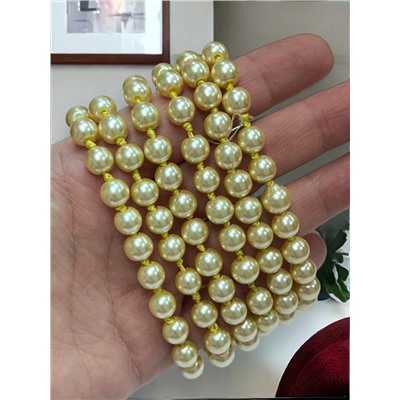 Бусы жемчужные длинные Арт 01/золотисто-бежевый