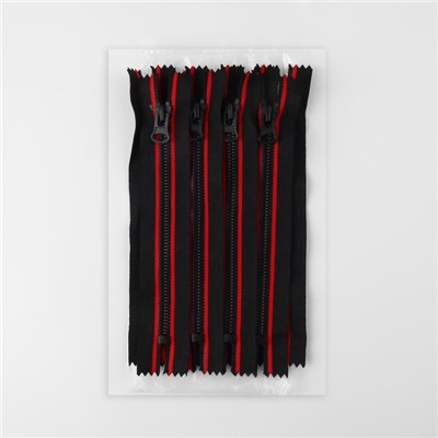 Молния «Трактор», №8, неразъёмная, замок автомат, 18 см, чёрная, красная