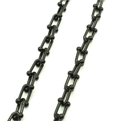 Цепочка для украшений, звено 15*9мм  с эмалью цв.черный, 50см