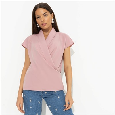 Блуза с драпировкой на запах, На пике изящества (розовая)