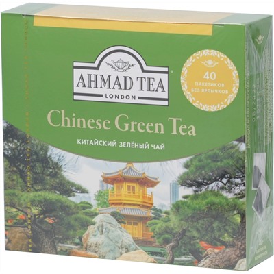 AHMAD TEA. Green Chinese Tea 72 гр. карт.пачка, 40 пак.