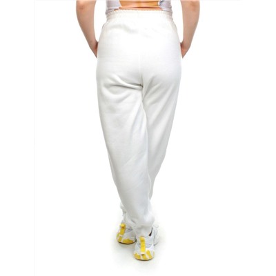 M077 WHITE Брюки спортивные женские на флисе (100% хлопок) 7986