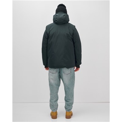 Куртка - жилетка трансформер с подогревом 2 в 1 мужская зимняя темно-синего цвета 6668TS