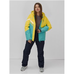 Горнолыжный костюм женский зимний УЦЕНКА желтого цвета 02812J