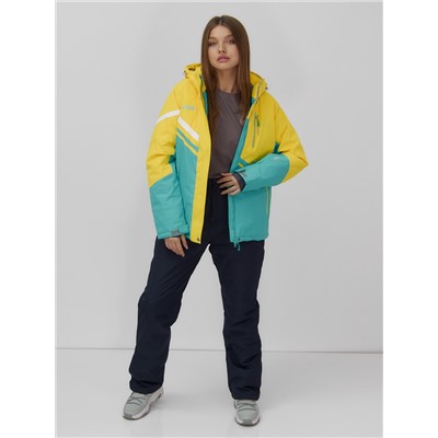 Горнолыжный костюм женский зимний УЦЕНКА желтого цвета 02812J