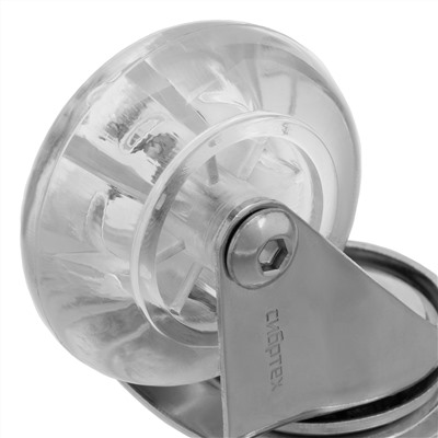 Колесо ПУ прозрачное поворотное d-50 мм, крепление платформенное Сибртех