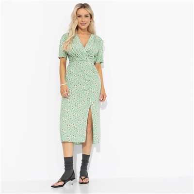 Платье из вискозы с драпировкой, Амур настиг (зеленое)