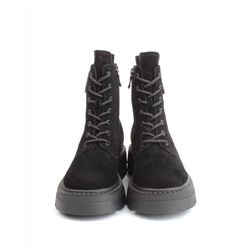 04-M3-1477 BLACK Ботинки зимние женские (натуральная замша, натуральный мех)