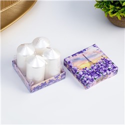 Набор свечей «Столбик», 4 шт., перламутровый, 7×3.8 см