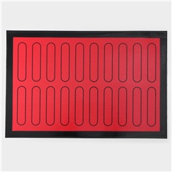 Коврик для выпечки армированный «Эклер», силикон, 60×40 см, красный