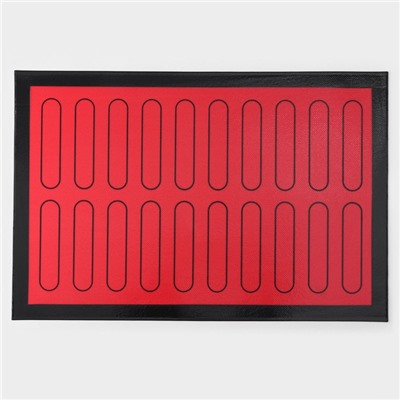 Коврик для выпечки армированный «Эклер», силикон, 60×40 см, красный