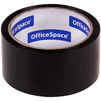 Клейкая лента упаковочная OfficeSpace, 48мм*40м, 45мкм, черная, ШК