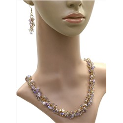 Серьги бусы с Аметрином и цирконом, 48см, 4см