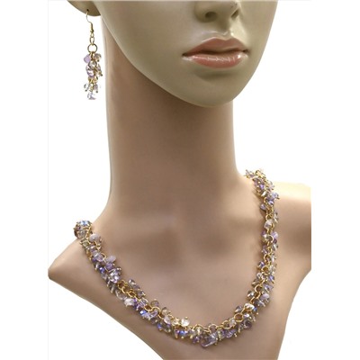 Серьги бусы с Аметрином и цирконом, 48см, 4см