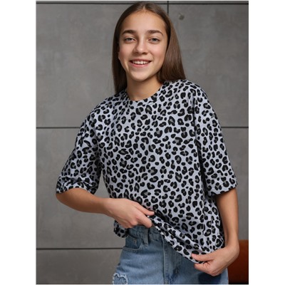 Футболка "Леопард" Серый Девочка