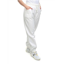 M029 WHITE Брюки спортивные женские на флисе (100% хлопок) 7986