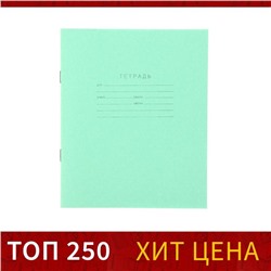 Тетрадь 12 листов в клетку «Зелёная обложка», бумажная обложка, серые листы