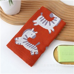 Zhiyang towel, four-layer cotton jacquard gauze Christmas fox square towel, soft absorbent kitchen towel factory price wholesale