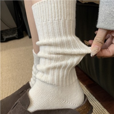 Woolen demi-season Japanese colored socks, increased thickness, internet celebrity, mid-length