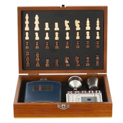 Набор подарочный (шахматы, покер, фляжка, 220 мл, L24 W19 H6 см