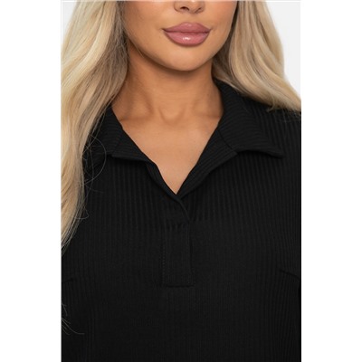 Лонгслив с воротничком Ритм жизни (черный) Б14408-6М