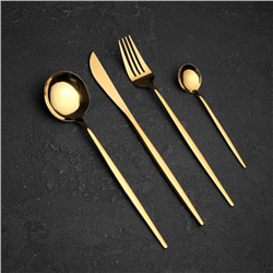 Столовые приборы «Оску», 24 предмета, в коробке, нержавеющая сталь, золотистые