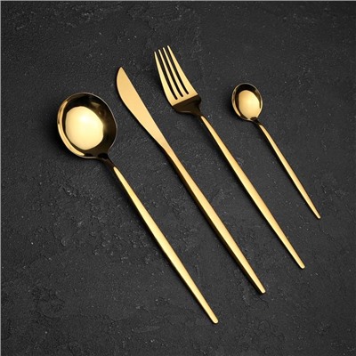 Столовые приборы «Оску», 24 предмета, в коробке, нержавеющая сталь, золотистые