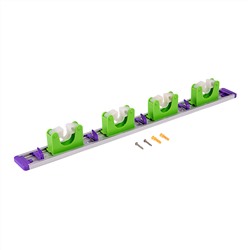 Алюминиевый настенный держатель для садово - огородного инструмента, 4 ячейки, 4 крюка, Palisad