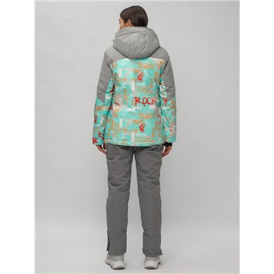 Горнолыжный костюм женский бирюзового цвета 02252Br