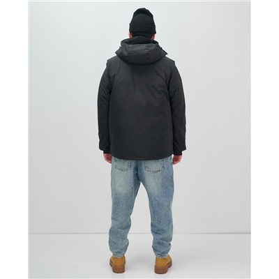 Куртка - жилетка трансформер 2 в 1 мужская зимняя черного цвета 2409Ch