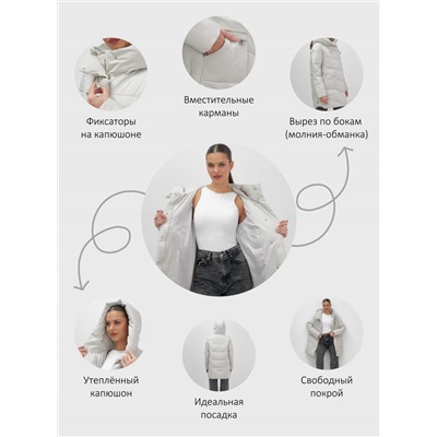 Куртка женская демисезонная с капюшоном серого цвета 1139Sr